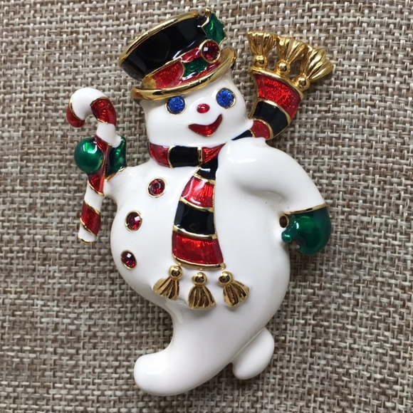 Bob Mackie Snowman Brooch Vintage - Picture 2 of 5